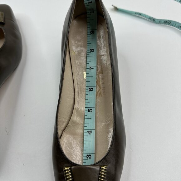 Salvatore Ferragamo Women’s Brown Canora Designer‎ Leather Pump US 7.5 B - Picture 12 of 16